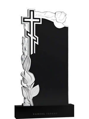 Православный памятник из черного гранита с розами